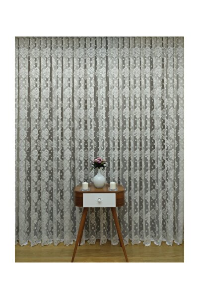 Esse Home Ekru Damaks Örme Tül Perde Yüksek Kalite, 150x250, Seyrek Pile, 1/2