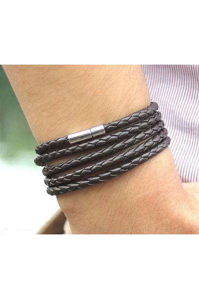 abbsee Leather Magnetic 93cm Bracelet Italian