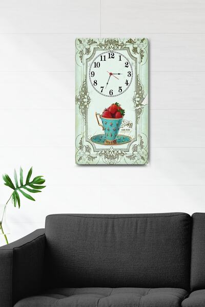 Decorita Mint Yeşili Vintage Dokulu  | Dekoratif Cam Duvar Saati