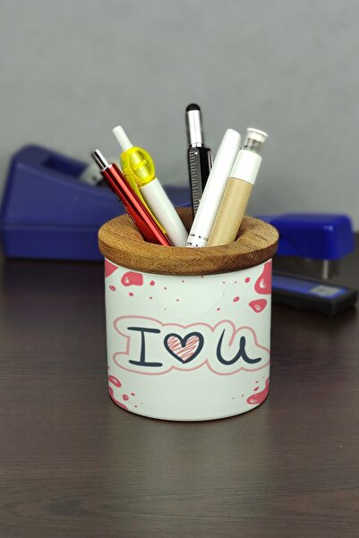 Hediyelen Керамичен държач за моливи „Обичам те“