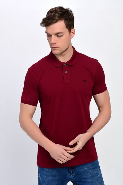 DYNAMO Ανδρικό μπλουζάκι Claret Red Plus Size Polo Neck Lycra