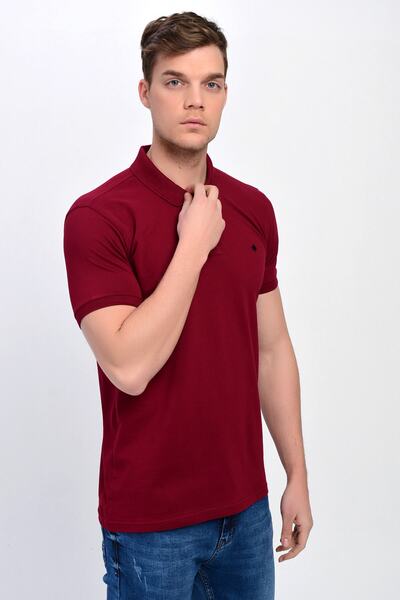 DYNAMO Pánské triko Maroon Plus Size Polo Collar Lycra
