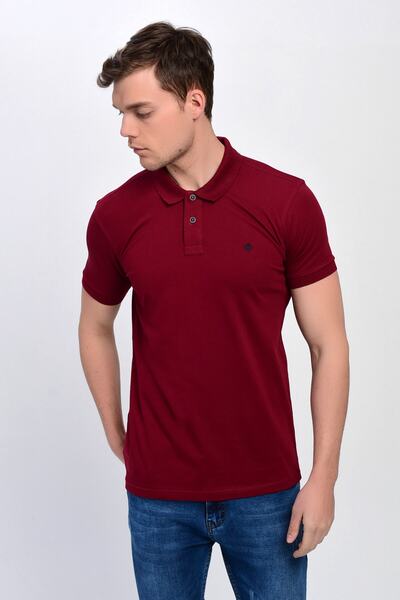 DYNAMO Pánské triko Maroon Plus Size Polo Collar Lycra