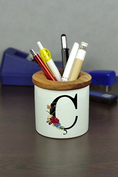 Hediyelen Suport pentru stilou din ceramică cu litera C