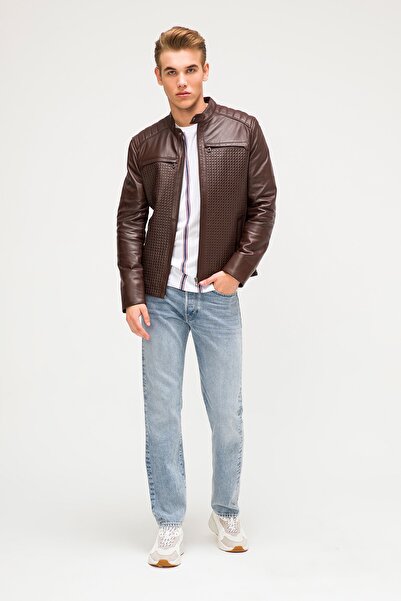 İkbal Michael Kahverengi Hakiki Deri Mont Erkek