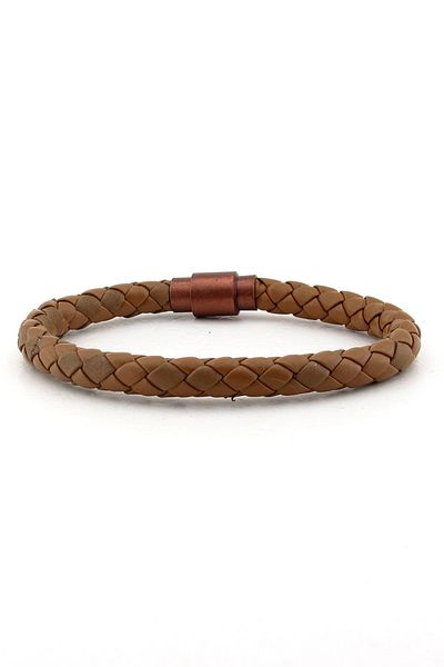Solfera Men's Tan Light Brown Copper Clip Bracelet Bt251