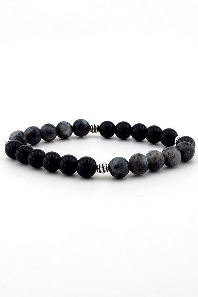 Solfera Men's Labrodite and Onyx Stone Bracelet B589