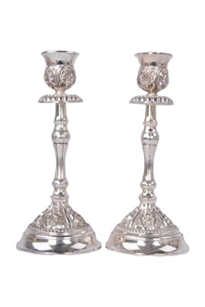 zucace Dekoratif Gümüş Şamdan Ikili