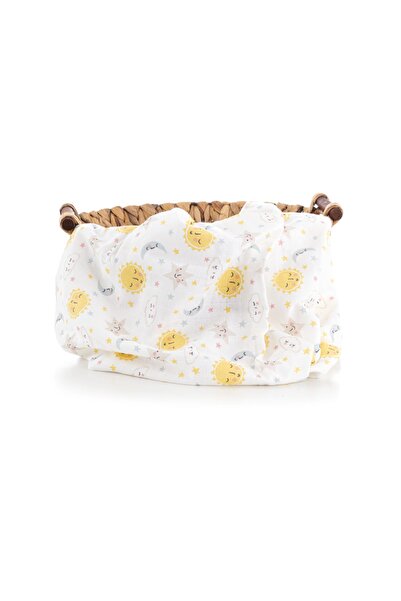 Caline Baby غطاء قماش موسلين بنمط شمس - أصفر 90x75 سم 2 منديل للفم