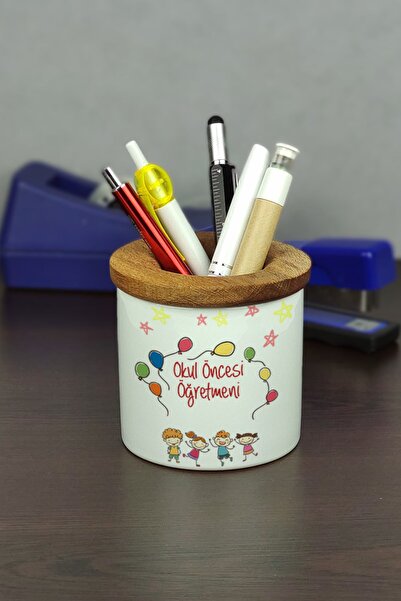 Hediyelen Preschool Teacher Ceramic Pen Holder
