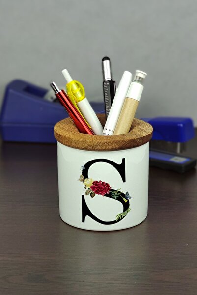 Hediyelen Suport pentru stilou din ceramică cu litera S