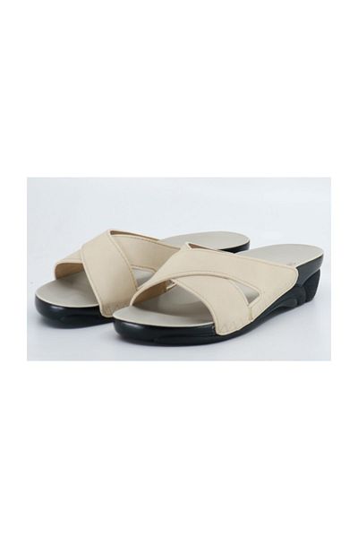 Ceyo Women's Beige Cross Orthopedic Slippers Venetian-9