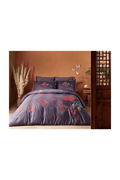 Taç Saten Delux Nevresim Takımı Naos Kırmızı Çift Kişilik