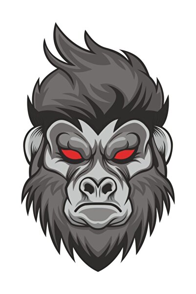 Sticker Fabrikası قرد غوريلا ملصق العين الحمراء 7x11.5 سم 00259