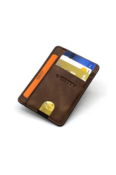 TRENDKEF Καφέ Unisex Werrty Crazy Δερμάτινη θήκη για κάρτες 622205