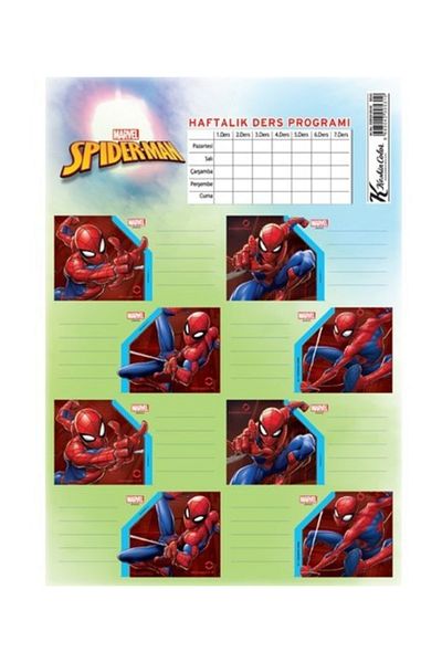 KESKİN COLOR Spiderman School Label with Lesson Program 20 Pieces