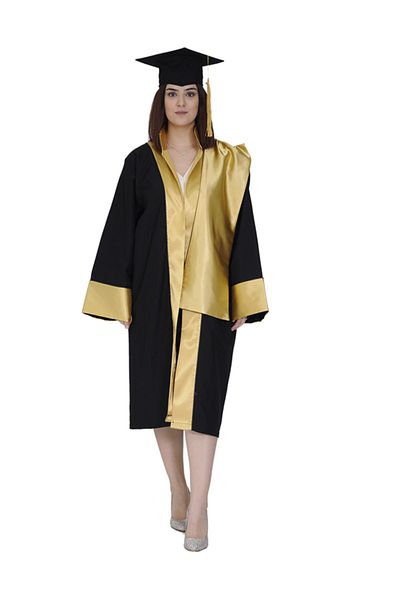 Mezuniyetshop Graduation Cube University Black Gold Stripe