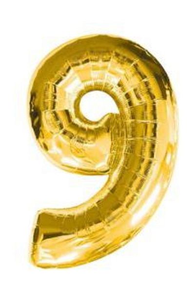 Parti Furyası Gold 9 Number Foil Balloon 40 cm 16 Inch