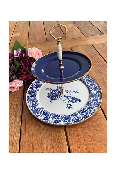 Ezem Blue Rose Enamel Layered Cookie Holder