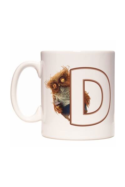 Rock'n Fox Letter D Sleepless Owl Initial Designed Coffee Mug Cup