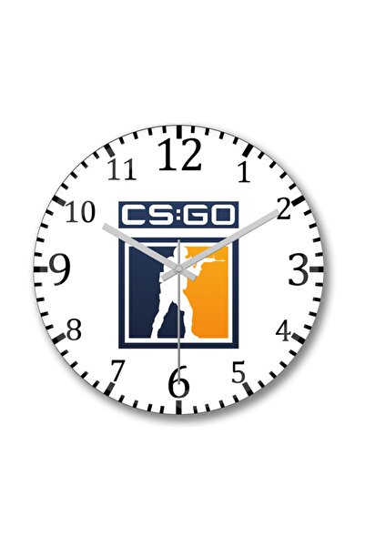 Baskı Dükkanı ساعة حائط Cs Go Counter Strike من الزجاج الحقيقي المنحني