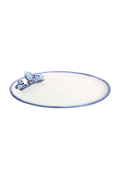 Lucky Art Blue Butterfly Oval Srv Tbgı