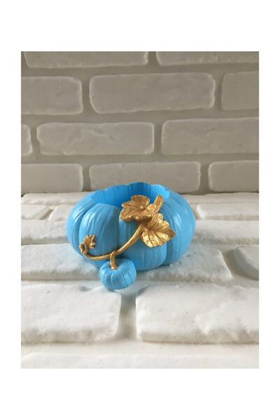 Liyasya Dekoratif Balkabağı Beton Saksı 15*7 cm Açık Mavi