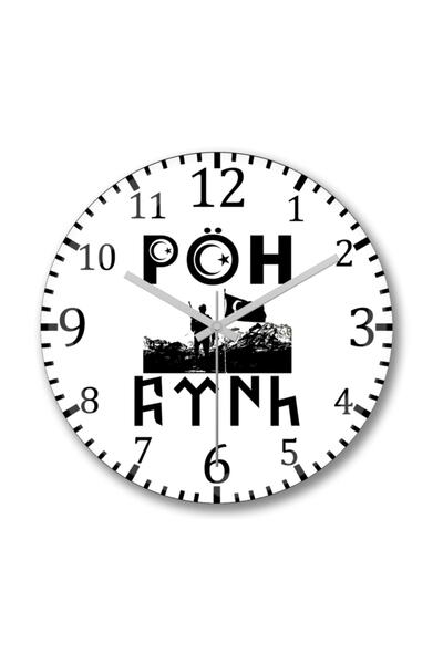 Baskı Dükkanı ساعة حائط للعمليات الخاصة من Pöh Göktürk من الزجاج الحقيقي المنحني