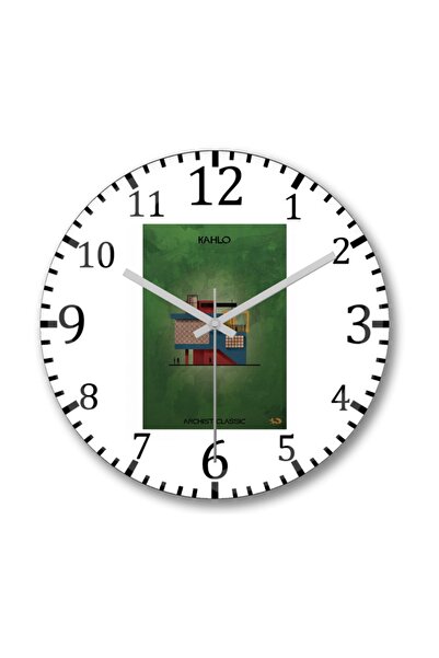 Baskı Dükkanı ساعة حائط فريدا كاهلو من الزجاج الحقيقي المنحني