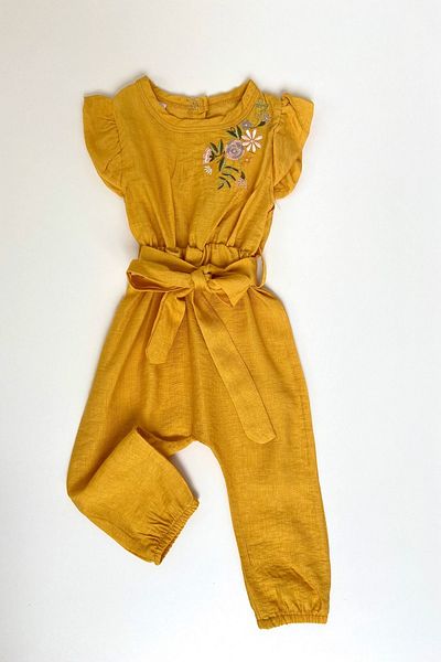 COLORED BABY Girl's Floral Embroidered Jumpsuit