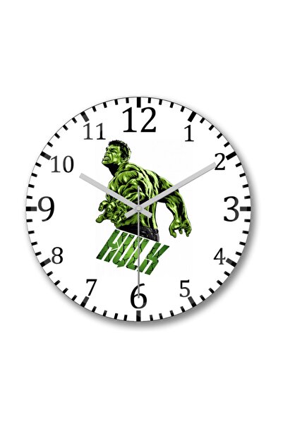 Baskı Dükkanı ساعة حائط Incrivel Hulk من الزجاج الحقيقي المنحني