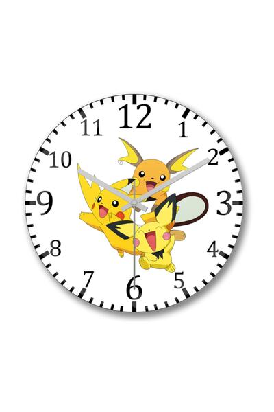 Raichu Pokemon Go Pikachu Wall Clock Curved Real Glass
