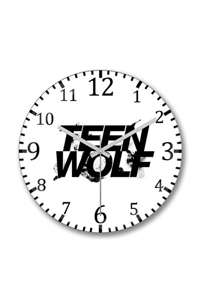Baskı Dükkanı ساعة حائط Teen Wolf3 من الزجاج الحقيقي المنحني