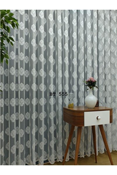 Esse Home Living Room Damask Patterned Knitted Kdk Tulle Curtain, 300x260, Sparse Pleat, 1/2