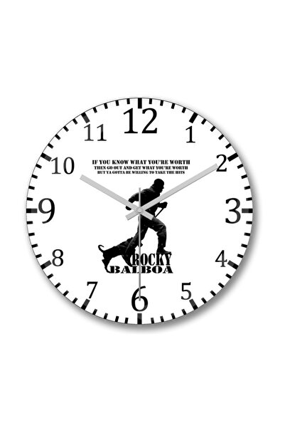 Baskı Dükkanı Rocky Balboa Wall Clock Curved Real Glass 30 cm