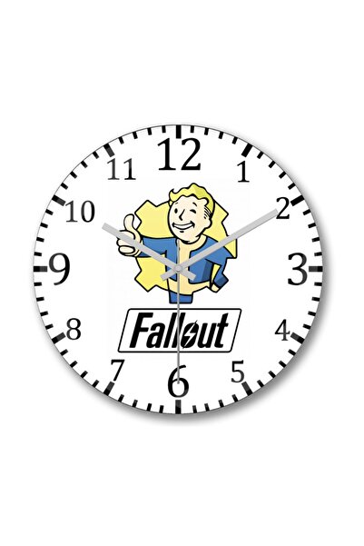 Baskı Dükkanı ساعة حائط Fallout Vault Boy من الزجاج الحقيقي المنحني مقاس 30 سم.