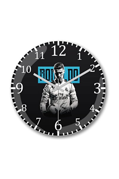 Baskı Dükkanı Cristiano Ronaldo Melhor Do Mundo Duvar Saati Bombeli Gercek Cam