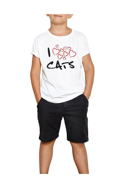 Z zepplin Cat - Tricou alb pentru copii I Love Cats