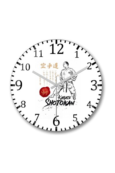 Baskı Dükkanı ساعة حائط كاراتيه شوتوكان دوجوكون من الزجاج الحقيقي المنحني