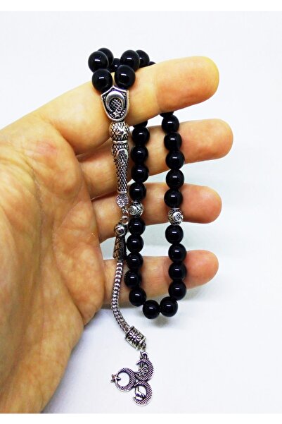 Kusakli سبحة صلاة من حجر العقيق الطبيعي مع 3 شرابات هلالية