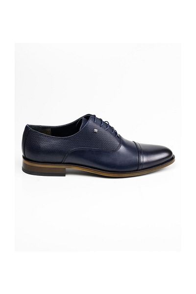 MARCOMEN Navy Blue Leather Classic Men's Shoes Navy Blue-43 02053