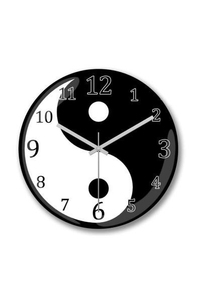 Ying Yang Design Wall Clock Curved Real Glass
