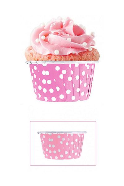 Kazanabil 50pcs Thick Paper Polka Dot Cake Capsule Pink