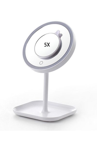 LAND OF MYTH - 23 LED Light Makeup Mirror with 1x-5x Magnification, 360° Rotating, Touch Sensor, Wired
