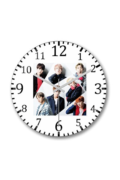 Baskı Dükkanı ساعة حائط بي تي اس 10 من الزجاج الحقيقي المنحني