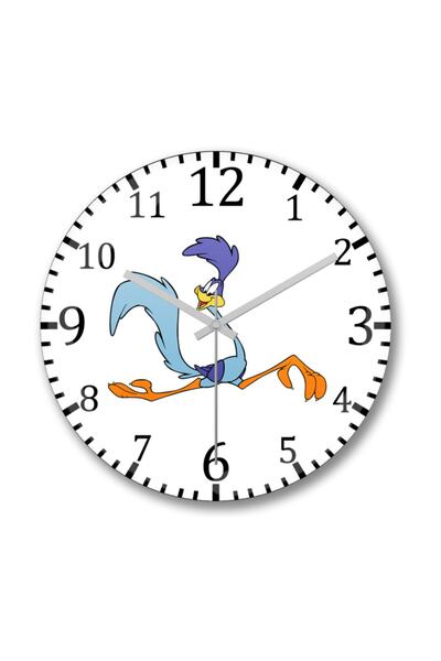 Baskı Dükkanı ساعة حائط كرتونية من Roadrunner من الزجاج الحقيقي
