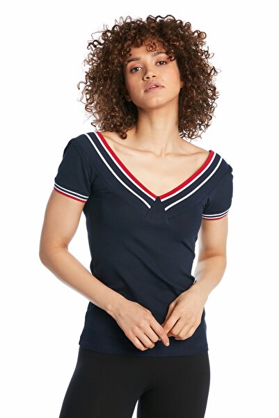 Ruck & Maul Kadın V Yaka T-shirt - Navy Blue S20W012070931