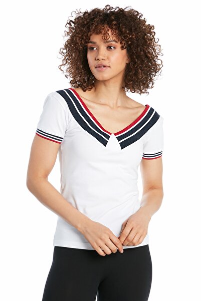 Ruck & Maul Kadın V Yaka T-shirt - White S20W012070931