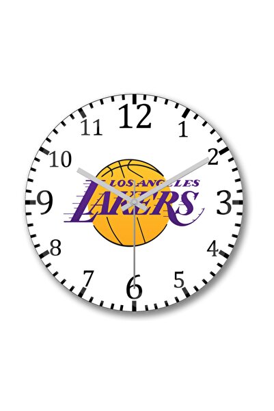 Baskı Dükkanı ساعة حائط لوس أنجلوس ليكرز كوبي من الزجاج الحقيقي المنحني