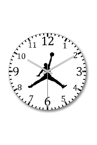 Baskı Dükkanı ساعة حائط مايكل جوردان v3 منحنية من الزجاج الحقيقي المستصلحة